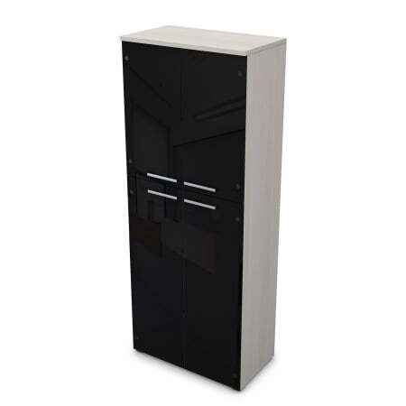 9Ш.005.23 Шкаф высокий со стеклом (800x450x2045) (Ivory)