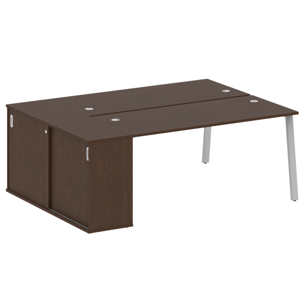 Рабочая станция с шкафом-купе на А-образном м/к Metal System Style БА.РС-СШК-1.4 Т 2010x1475x750 (Венге Цаво/Серый металл)