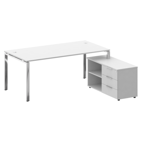 Стол для руководителя с тумбой правый БГ.СРТ-5.9 (R) 1900x1720x750 (Белый/Нерж. Сталь)