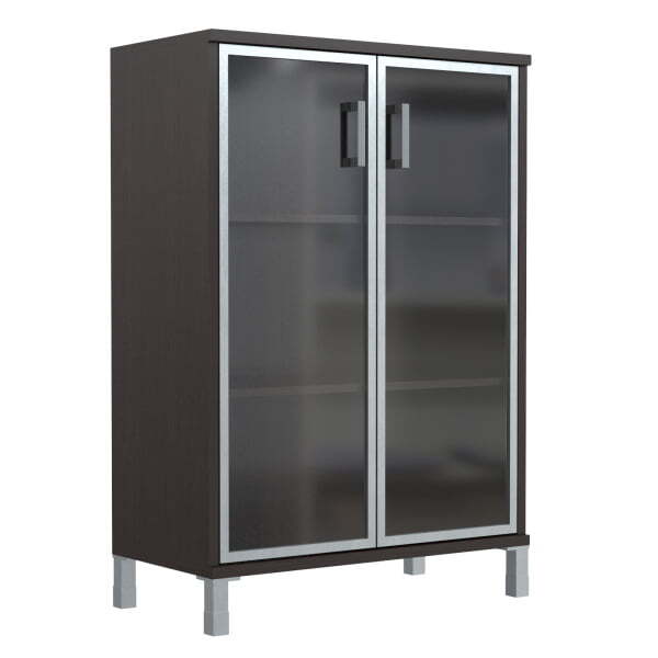 Шкаф 3 уровня, широкий, стекло в AL раме Born B-420.7 900x450x1286 (Венге Магия)