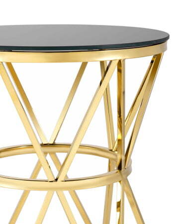 Журнальный стол 50*50 ВИВА золото стекло черное (Журнальный стол Вива золотой)