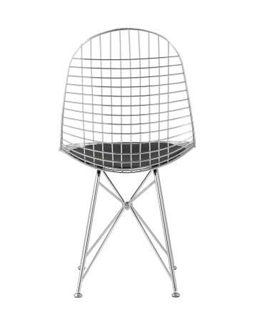 Стул обеденный Eiffel хромированный с черной подушкой (Стул кухонный Eiffel серебристый)