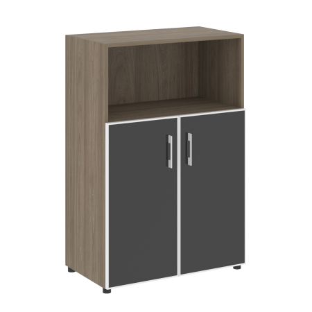 Шкаф для документов со стеклом черным LT.ST-2.2 R Black (Вяз Благородный)