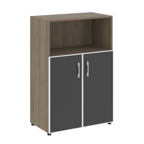 Шкаф для документов со стеклом черным LT.ST-2.2 R Black (Вяз Благородный)