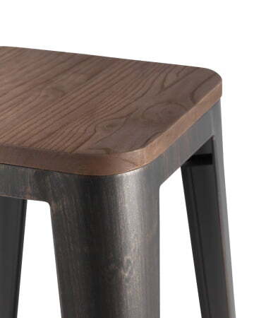 Стул барный TOLIX WOOD черный патина золото (Стул барный Tolix черный, платина-золото)