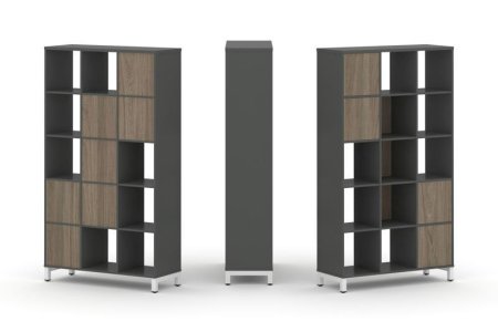 Набор стеллажа 1 сторонний, 5 ярусов SN.NS-531 (1121х400х1982) (Антрацит/Вяз Благородный/Металл Белый)