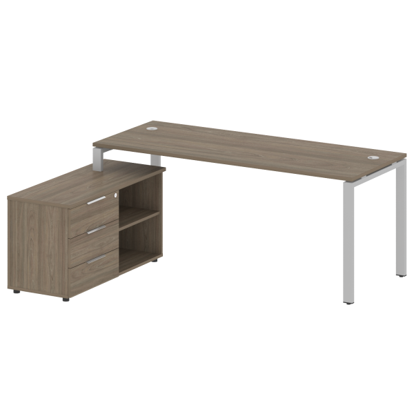 Рабочая станция с опорной тумбой левая Metal System Style БП.РС-СТС-2.5 Л 1900x1520x750 (Вяз/Серый металл)