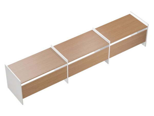 Рабочая станция на опорах ДСП (3х140) Profiquadro КВ 1208-3 БВ 4300x806x835 (Белый премиум / Вишня скандинавская)