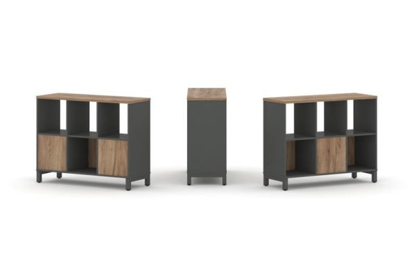 Набор стеллажа 2-х сторонний, 2 яруса SN.NSD-231 (1121х400х881) (Антрацит/Дуб Табак/Металл Антрацит)