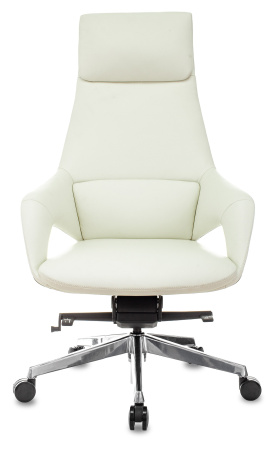 Кресло руководителя _DAO-2 белый кожа с подголов. крестов. алюминий (Белый)