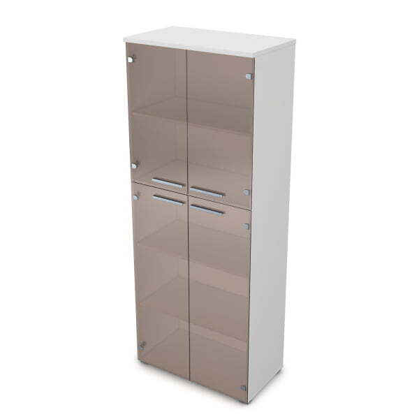 9Ш.005.9 Шкаф высокий со стеклом (800x450x2045) (Белый премиум)