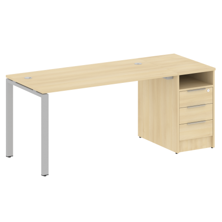 Рабочая станция с опорной тумбой Metal System Style БП.РС-СТП-1.3 1812x720x750 (Акация/Серый металл)
