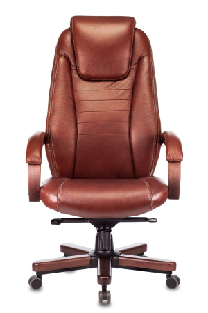 Кресло руководителя T-9923WALNUT светло-коричневый Leather EiCHel кожа крестов. металл/дерево (Светло-коричневый)