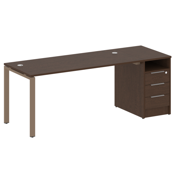 Рабочая станция с опорной тумбой Metal System Style БП.РС-СТП-1.4 2012x720x750 (Венге Цаво/Мокко металл)