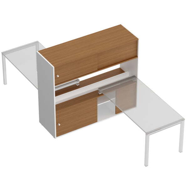 Тумба опорная 180 с ProSystem и надстройкой-купе Profiquadro КВ 2009 БВ 1800x604x1567 (Белый премиум / Вишня скандинавская)