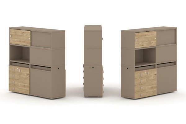 Тумба двойная + высокая надставка ES.NB.2V-31 (1500х410х1520) (Латте/Тиквуд Светлый)