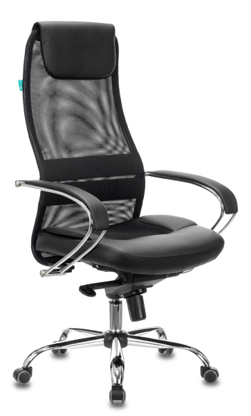 Кресло руководителя CH-609SL черный TW-01 TW-11 эко.кожа/сетка с подголов. крестов. металл хром (Черный)