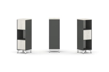 Набор стеллажа 2-х сторонний, 3 яруса SN.NSD-311 (387х400х1248) (Антрацит/Дуб Наварра/Металл Белый)