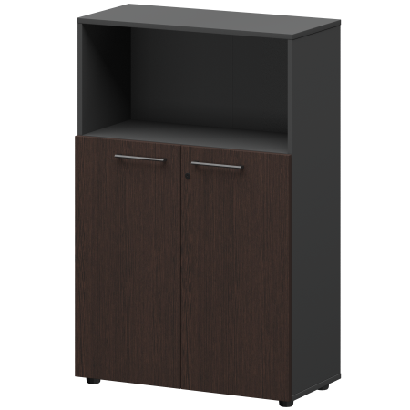 Шкаф средний с нишей Кортез СМШ38.28F 792x380x1190 (Дуб венге/Графит)