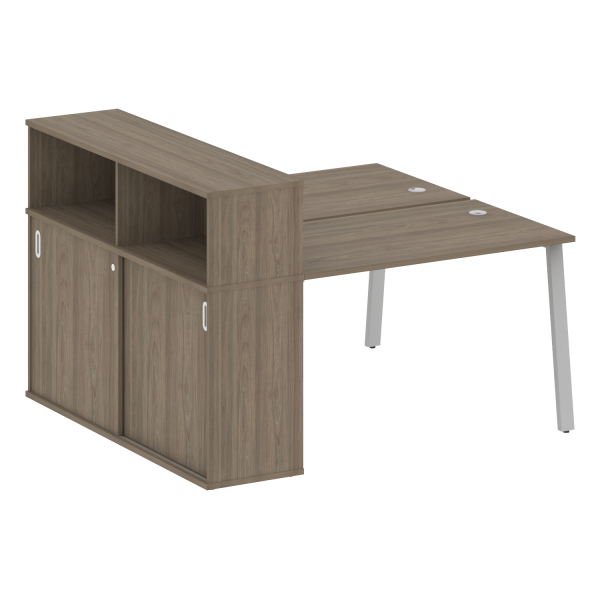 Рабочая станция с шкафом-купе на А-образном м/к Metal System Style БА.РС-СШК-2.2 Т 1610x1475x1098 (Вяз/Серый металл)