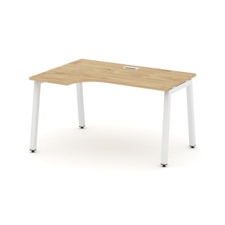 Стол рабочий эргономичный SN-5A.SPA-011(L) (1380х700/980х750) (Тиквуд Светлый/Металл Белый)