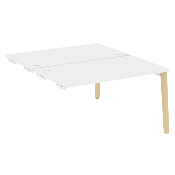 Стол-приставка двойной на деревянных опорах Onix Wood OW.D.SPR-3.8 1380x1635x750 (Белый Бриллиант/Дуб Светлый)