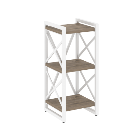 Стеллаж на регулируемых опорах-3 полки VR.L-MST.O-3.4 400x400x910 (Тиквуд Темный/Белый металл)