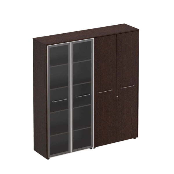 Шкаф комбинированный высокий (стекло + одежда) Reventon МЕ 357 1840x460x1960 (Венге темный)