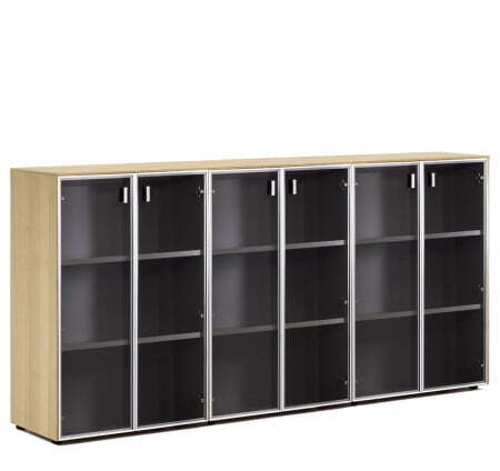 EXE Шкаф-ветрина на 6 дверей H120 (Дуб Светлый/Хром)