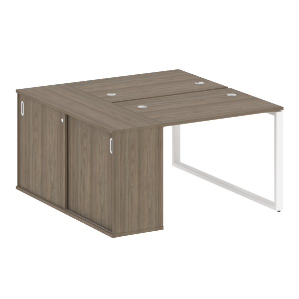 Рабочая станция с шкафом-купе на О-образном м/к Metal System Style БО.РС-СШК-1.1 Т 1410x1475x750 (Вяз/Белый металл)