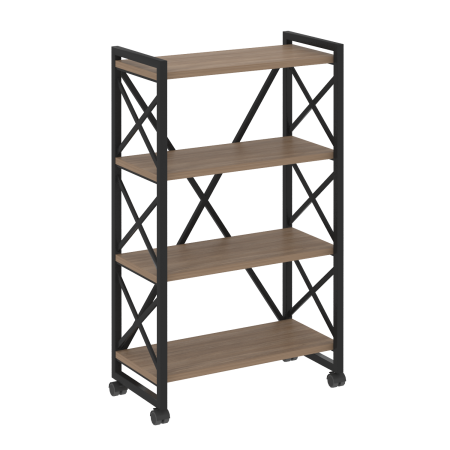 Стеллаж на колесных опорах-4 полки VR.L-MST.K-4.8 800x400x1334 (Дуб Аризона/Черный металл)