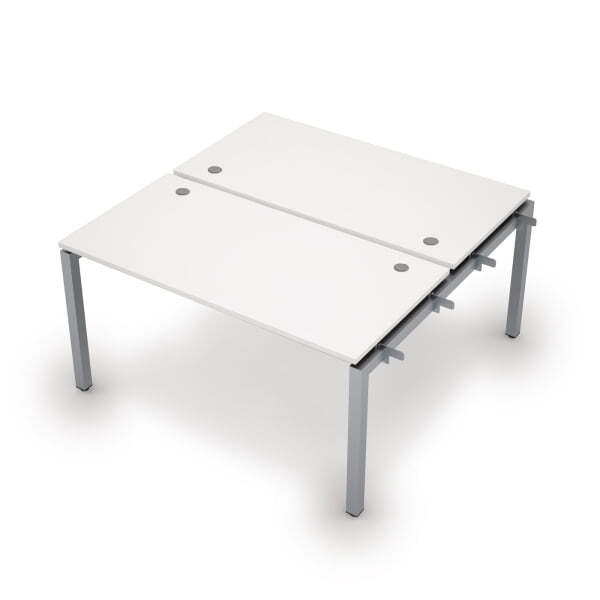 6МБН.5279 Бенч-система на 2 рабочих места, начальный модуль (1400x1435x750) (Белый/Алюминий матовый)