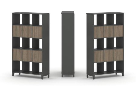 Набор стеллажа 2-х сторонний, 5 ярусов SN.NSD-531 (1121х400х1982) (Антрацит/Вяз Благородный/Металл Антрацит)