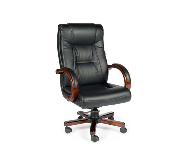 Кресло офисное / Консул / дерево палисандр / черная экокожа (Черный)