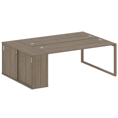 Рабочая станция с шкафом-купе на О-образном м/к Metal System Style БО.РС-СШК-1.5 Т 2210x1475x750 (Вяз/Мокко металл)