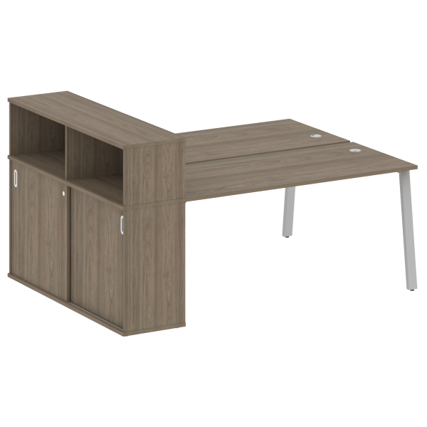 Рабочая станция с шкафом-купе на А-образном м/к Metal System Style БА.РС-СШК-2.4 Т 2010x1475x1098 (Вяз/Серый металл)