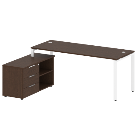Рабочая станция с опорной тумбой левая Metal System Style БП.РС-СТС-2.5 Л 1900x1520x750 (Венге Цаво/Белый металл)
