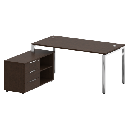 Стол для руководителя с тумбой левый БГ.СРТ-4.8 (L) 1700x1620x750 (Венге Цаво/Нерж. Сталь)