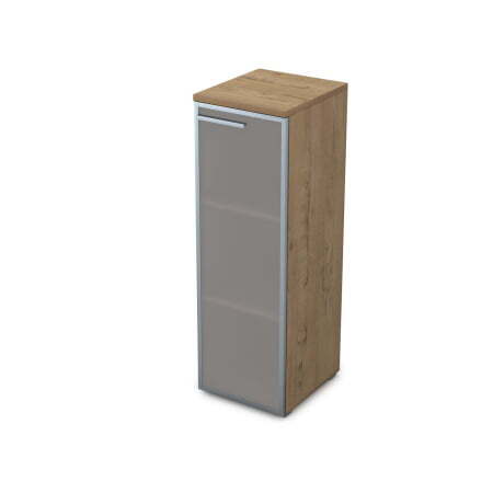 9ПЛ.017.6 Пенал средний со стеклом (400x450x1245) , левый (Teakwood)