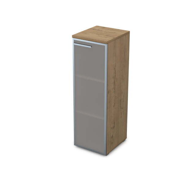 9ПЛ.017.6 Пенал средний со стеклом (400x450x1245) , левый (Teakwood)