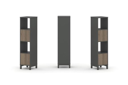 Набор стеллажа 1 сторонний, 4 яруса SN.NS-411 (387х400х1615) (Антрацит/Вяз Благородный/Металл Антрацит)