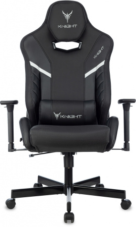 Кресло игровое Knight Thunder 5X черный эко.кожа крестов. металл (Черный)