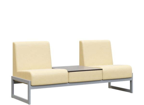 Диван двухместный со столиком универс. MD.D2-ST2  (1855х700х700) (Oregon Бежевый арт.11/Денвер светлый/Серый металл)