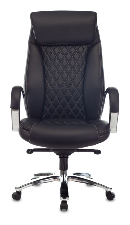 Кресло руководителя T-9924SL черный кожа крестов. металл хром (Черный)