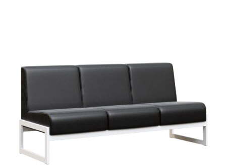 Диван трехместный MD.D3  (1855х700х700) (Oregon Черный арт.16/Белый металл)