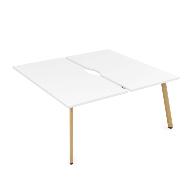 10БДКВ.278 Стол системы Бенч с вырезом, сдвоенный, на 2 рабочих места - конечный (1200x1435x750) (Белый премиум/Iron wood металл)