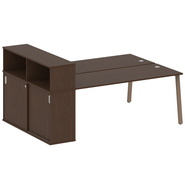 Рабочая станция с шкафом-купе на А-образном м/к Metal System Style БА.РС-СШК-2.5 Т 2210x1475x1098 (Венге Цаво/Мокко металл)