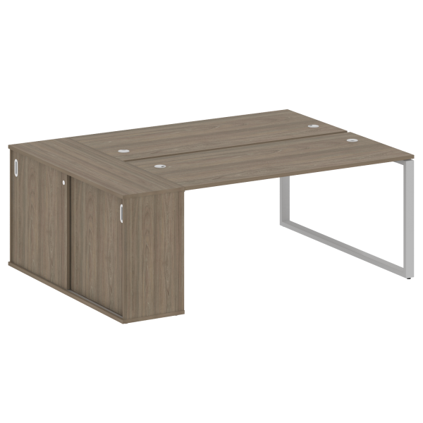 Рабочая станция с шкафом-купе на О-образном м/к Metal System Style БО.РС-СШК-1.4 Т 2010x1475x750 (Вяз/Серый металл)