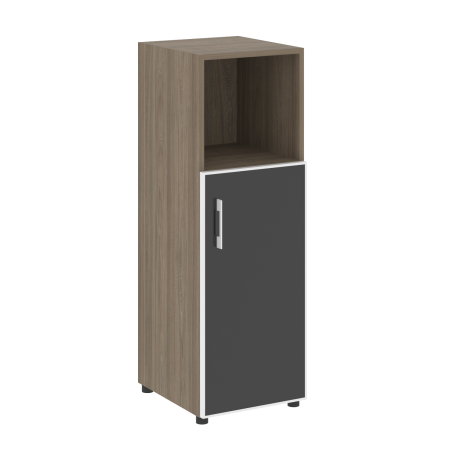 Шкаф для документов узкий со стеклом черным LT.SU-2.2 R (R) Black (Вяз Благородный)