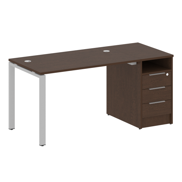 Рабочая станция с опорной тумбой Metal System Style БП.РС-СТП-1.2 1612x720x750 (Венге Цаво/Серый металл)